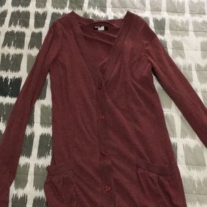 BDG XS maroon cardigan with pockets